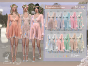 Sims 4 —  Bridesmaid dress Catleya by DanSimsFantasy — Short dress for bridesmaids. You have 23 samples. Cloning Item: