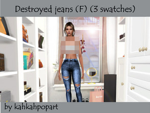 Sims 4 — Destroyed jeans (F) (3 swatches) by Kah_Kah_pop_art — Destroyed jeans (F) by kahkahpopartsims 3 swatches 
