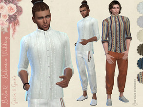 Sims 4 — Bohemian Wedding - Groom shirt by Birba32 — This shirt in bohemian style can be used for the groom but also for