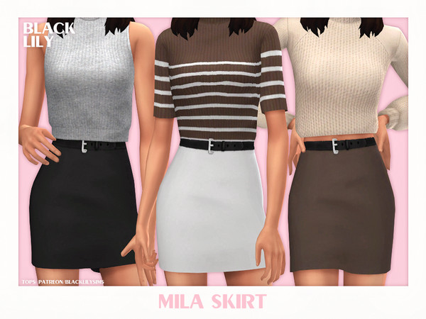 Sims 4 — Mila Skirt by Black_Lily — YA/A/Teen 3 Swatches New item TOPS: patreon.com/blacklilysims