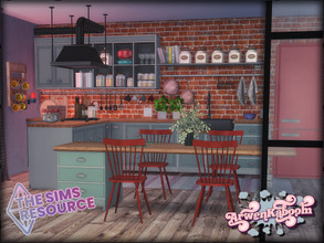 Sims 4 — Elewelds Kitchen by ArwenKaboom — Main kitchen set in industrial style but still colorful with 13 new objects.