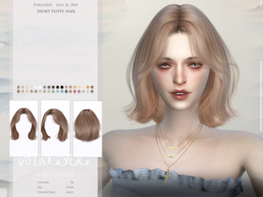 Sims 4 — WINGS-TO0726-Short fluffy hair by wingssims — Colors:20 All lods Compatible hats Hope you like it!