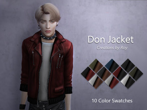 Sims 4 — Don Jacket by RoyIMVU — Leather jacket with red, brown and black variations. 