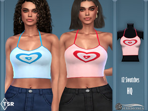 Sims 4 — Sweet Heart Print Top by Harmonia — New mesh / All Lods HQ 12 Swatches Please do not use my textures. Please do