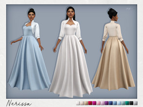 Sims 4 — Nerissa Dress by Sifix2 — An elegant gown with a sweetheart neckline and a silk bolero. Available in 15 colors