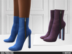 Sims 4 —  721 - Denim Boots by ShakeProductions — Shoes/High Heel - Boots New Mesh All LODs Handpainted 11 Colors