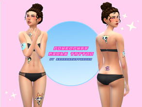 Sims 4 — PPG Powerpuff Girls Tattoo by simmingwithboba — BGC (Base Game Compatible) 1 Swatch Found in Tattoo Upper Chest