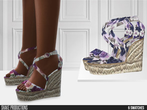Sims 4 — 722 - Espadrilles Wedges by ShakeProductions — Shoes/High Heel - Boots New Mesh All LODs Handpainted 6 Colors
