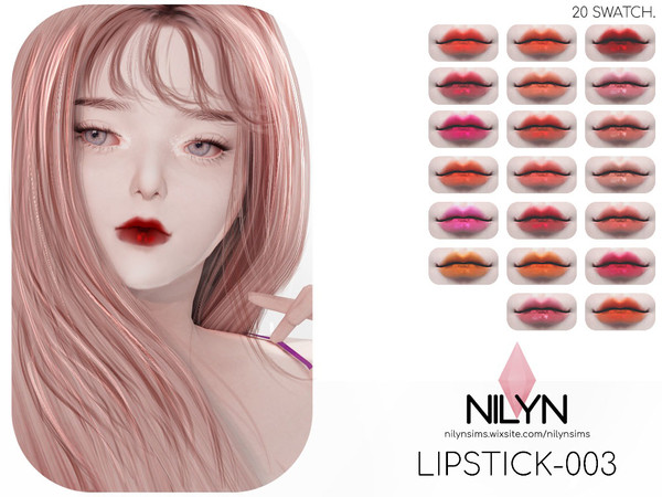 Sims 4 — NILYNSIMS LIPSTICK-003 by Nilyn — Lipstick by Nilyn. 20 Swatches. For FeMale only. HQ accept.