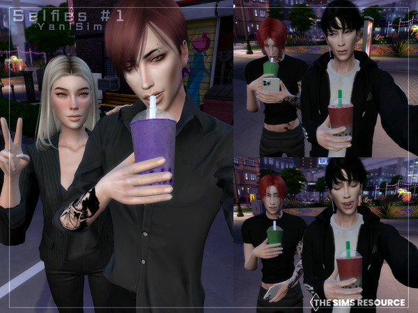 Sims 4 — Selfies #1 (Pose Pack) by YaniSim — Bubble tea selfies for your sims I hope you enjoy them~ Contains of 6 poses