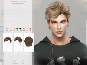 Sims 4 — WINGS-TO0729-Fluffy Male Hair by wingssims — Colors:36 All lods Compatible hats Hope you like it!