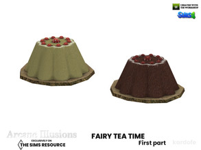 Sims 4 — Arcane Illusions_Fairy tea time_Cake by kardofe — Chocolate or vanilla sponge cake with rich sour cherries on
