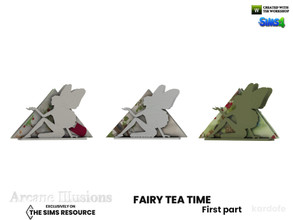 Sims 4 — Arcane Illusions_Fairy tea time_Napkins by kardofe — Napkin ring made with the silhouette of two fairies,