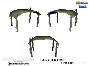 Sims 4 — Arcane Illusions_Fairy tea time_Pergola by kardofe — Pergola made with tree trunks and moss, in three different
