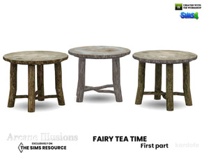 Sims 4 — Arcane Illusions_Fairy tea time_Table by kardofe — Table made from tree trunk slices and small branches