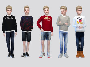 Sims 4 — Nick Crewneck Top Boys by McLayneSims — TSR EXCLUSIVE Standalone item 10 Swatches MESH by Me NO RECOLORING