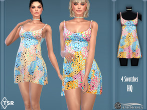 Sims 4 — Multicolor Leopard Print Dress by Harmonia — New mesh / All Lods HQ 4 Swatches Please do not use my textures.