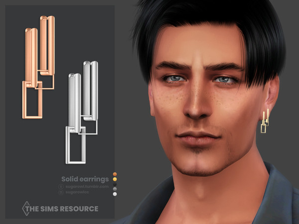 Sims 4 — Solid earrings | Left by sugar_owl — Geometric metal earrings for male sims. - new mesh - base game compatible -