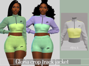 Sims 4 — Gloria crop track jacket by akaysims — A cropped track jacket in 15 colors. -HQ mod Compatible