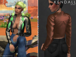Sims 4 — KENDALL | jacket by Plumbobs_n_Fries — Open Topless Leather Jacket New Mesh HQ Texture Female | Teen - Elders