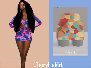 Sims 4 — Cheryl mini skirt by akaysims — High waist mini skirt in marble prints and geometric prints. Comes in 10