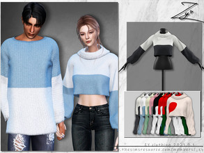 Sims 4 — Short Turtleneck Two color sweater(Couple dress) by _zy — New mesh 8 colors All lods HQ compatible