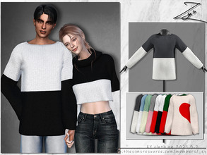 Sims 4 — Two-color Long sleeve Sweater(couple dress) by _zy — New mesh 8 colors All lods HQ compatible