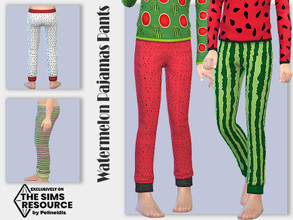 Sims 4 — Watermelon Pajamas Pants by Pelineldis — A cool pajamas pants with watermelon print for boys and girls in four