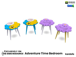 Sims 4 — Adventure Time Bedroom_Auxiliary table by kardofe — Side table decorated with images of fun cartoon characters,