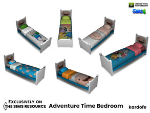 Sims 4 — Adventure Time Bedroom_Bed by kardofe — Youth bed decorated with fun cartoon character images, in six different