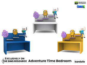 Sims 4 — Adventure Time Bedroom_Desk by kardofe — Desktop, decorated with funny cartoon character images, in three