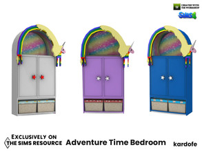 Sims 4 — Adventure Time Bedroom_Dresser by kardofe — Wardrobe, decorated with images of funny cartoon characters, in