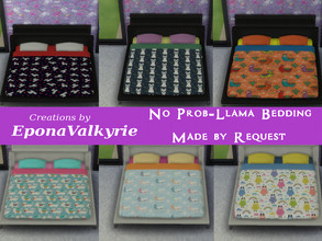 Sims 4 — No Prob-Llama Double Bedding Set Request by EponaValkyrie — A collection of 6 Llama double bedding swatches.