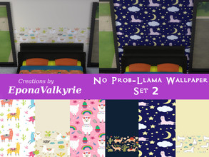 Sims 4 — No Prob-Llama Wallpaper Set 2 Request by EponaValkyrie — A collection of 6 Llama wallpaper swatches. Requested