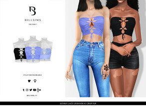 Sims 3 — Slinky Lace Up Bandeau Crop Top by Bill_Sims — This top features a slinky material with a lace up design, ruched