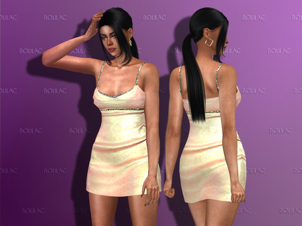 Sims 4 — Silvery Dress DO157 by DOLilac — Silvery, stony straps dress