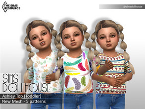 Sims 4 — Ashley Top (Toddler) - Patterns Version by SimsDollhouse — Top with rolled up sleeves for Sims 4 toddlers in 5