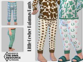 Sims 4 — Little Cowboy Pajamas Pants by Pelineldis — Cool pajamas pants with cowboy themed print for little toddler girls