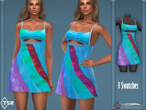 Sims 4 — Color-Block U-Neck Dress by Harmonia — Mesh by Harmonia 3 Swatches Please do not use my textures. Please do not