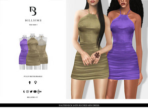 Sims 3 — Halterneck Satin Ruched Mini Dress by Bill_Sims — This mini dress features a ruched satin fabric, a squared