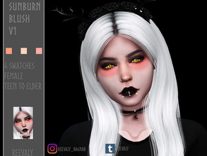 Sims 4 — Sunburn Blush V1 by Reevaly — 4 Swatches. Teen to Elder. Female. Works with all Skins and Overlays. Base Game