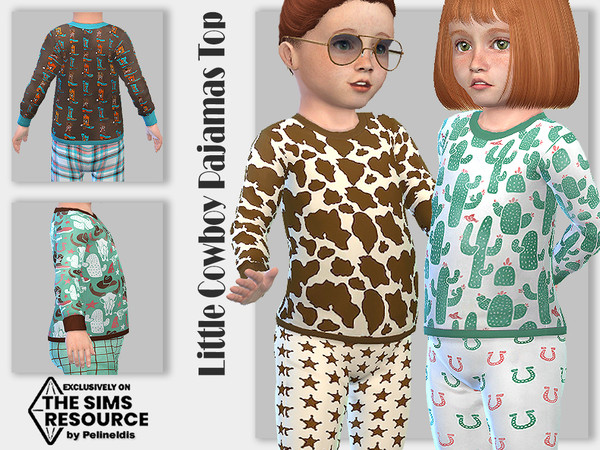 Sims 4 — Little Cowboy Pajamas Top by Pelineldis — A cool pajamas top with cowboy print for little toddler boys and girls