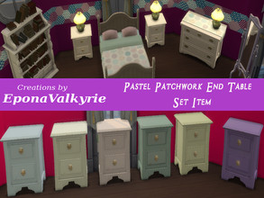 Sims 4 — Pastel Patchwork End Table (Set Item) by EponaValkyrie — A collection of 6 pastel patchwork-inspired end table