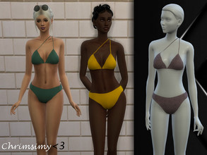 Sims 4 — Side Tied Swimsuit by chrimsimy — A bikini with the straps of the top tied on one shoulder! Available in many