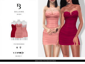 Sims 3 — Mesh Overlay Ruched Mini Dress by Bill_Sims — This mini dress features a ruched bandeau design,underwired cups