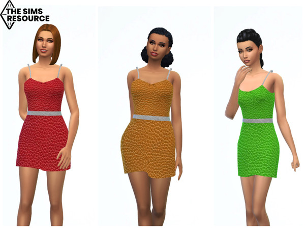 Sims 4 — ErinAOK Women's Dress 0805 by ErinAOK — Women's leather dress 9 Swatches