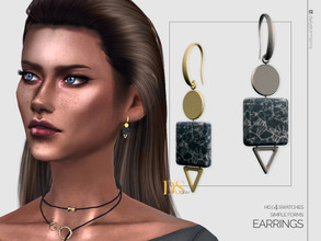Sims 4 — Simple Forms Earrings by DailyStorm — Small earrings with square stone, metal circle and triangle. Available in