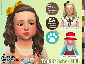 Sims 4 — Toddler EP04 LongCurlyBow Hair 24 Colors by jeisse197 — Toddler New Hair - Child Mesh Conversion Category : Hair