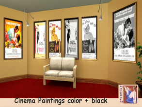 Sims 3 — ws Cinema Painting Set - RC by watersim44 — New recolor Cinema Paintings Set in color and black. ~ in 9 swatches