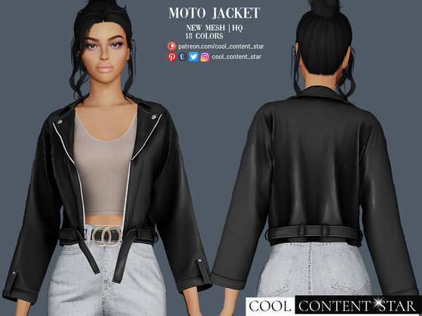Sims 4 — Moto Jacket with Top (patreon) by sims2fanbg — .:Moto Jacket with Top:. Jacket in 18 different colors and new